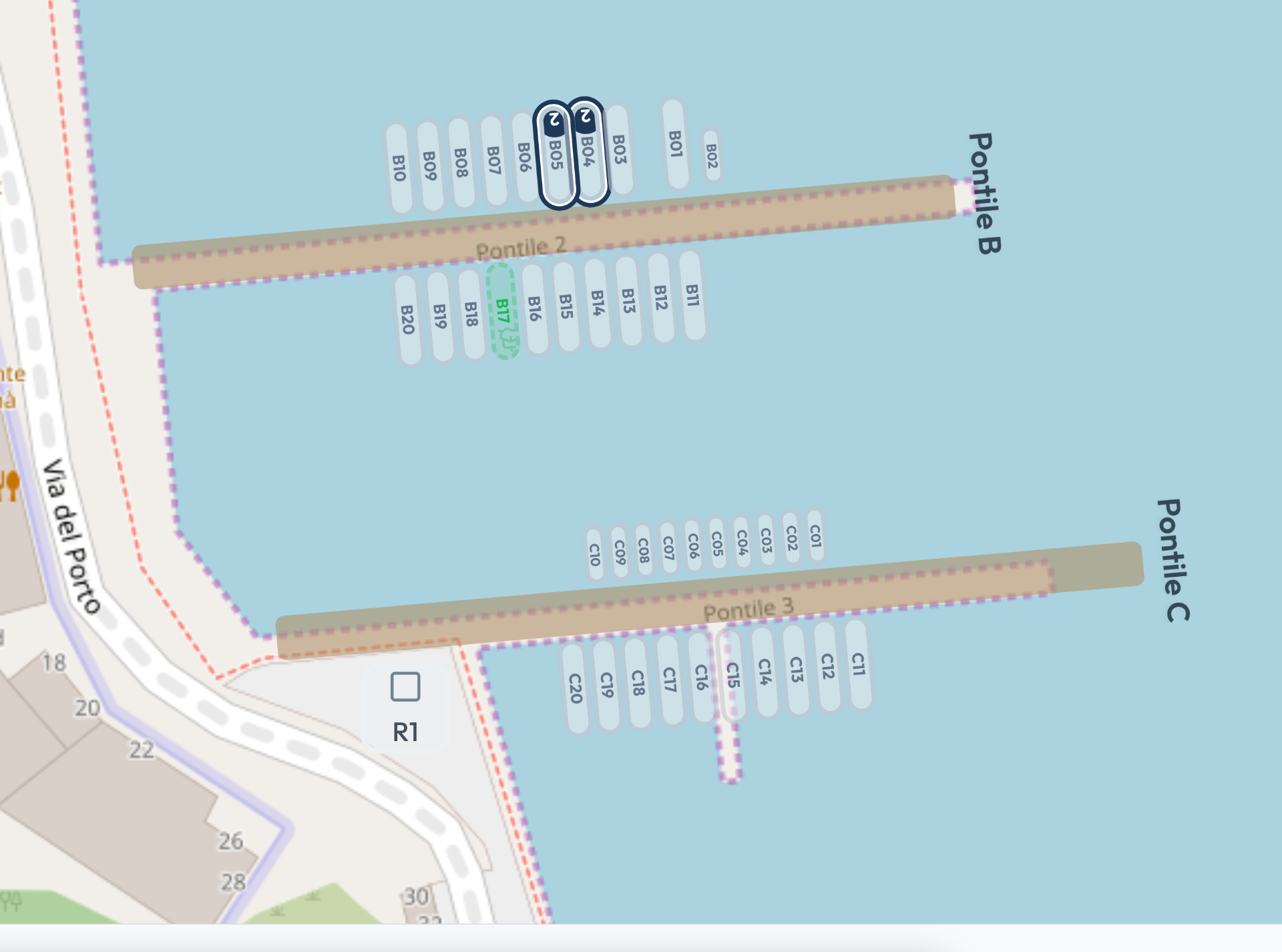 Marina Safe — mappa interattiva dei posti barca